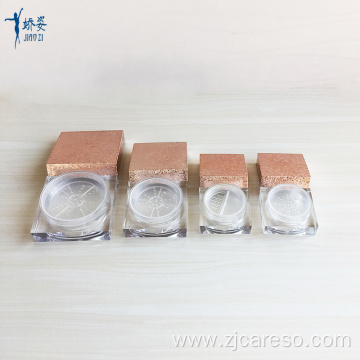 Square Loose Powder Jar with Water Pink Lid